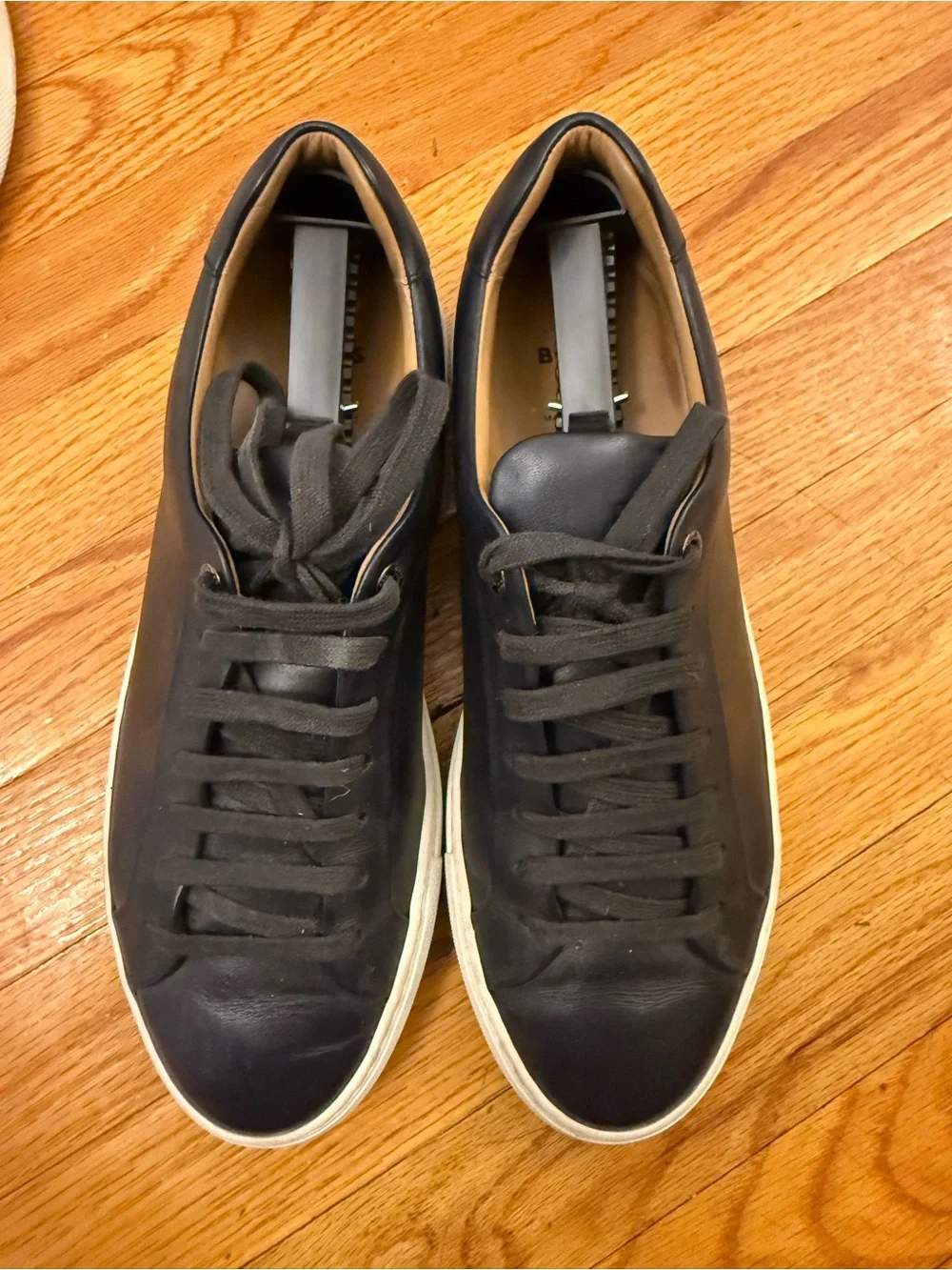 Hugo Boss Black Leather Low-Profile Sneakers with White Sole